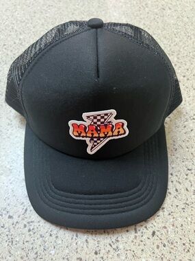 Black Trucker Hat with Colorful MAMA Patch